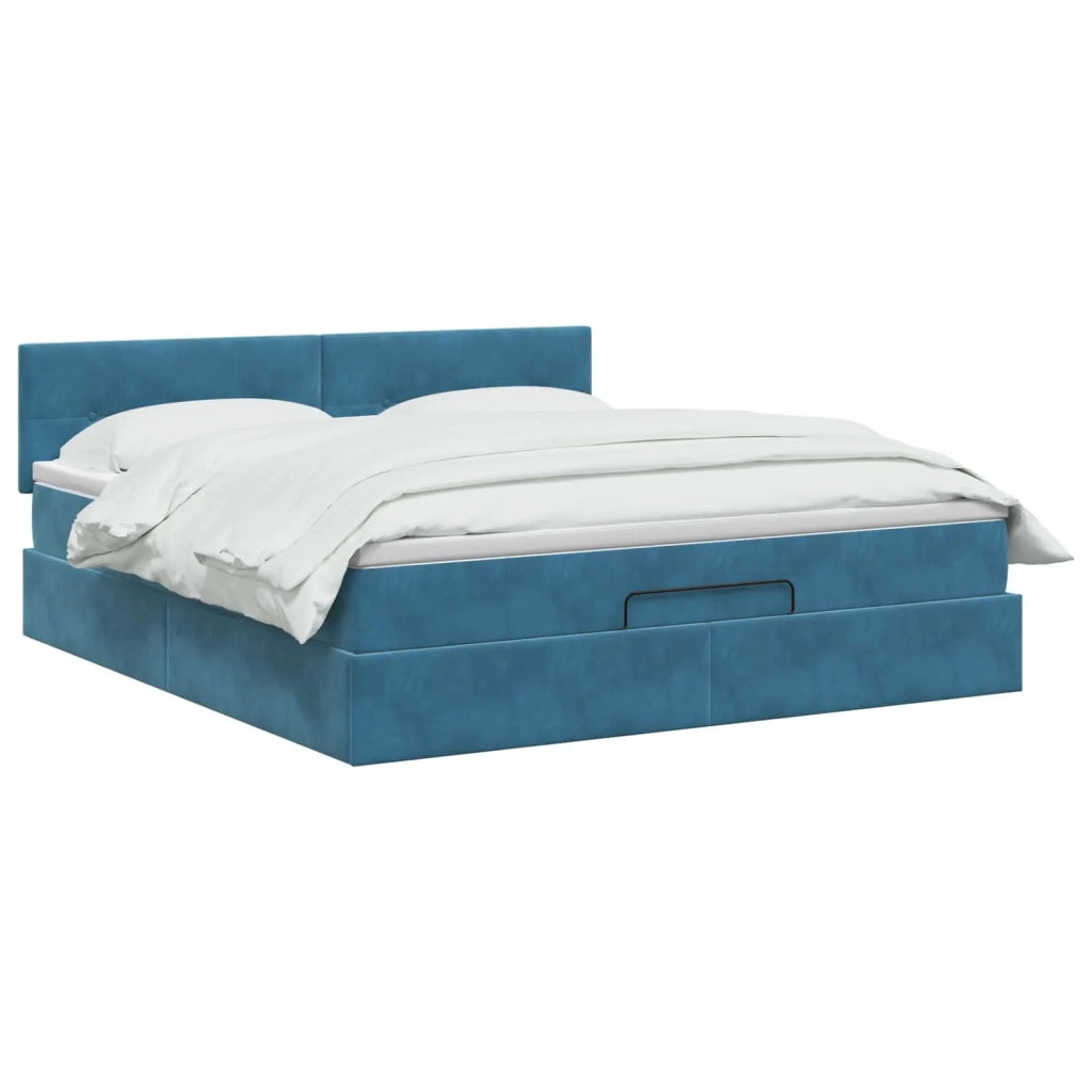 Letto Ottomano con Materasso e LED Blu scuro 140 x 200 cm 3457147