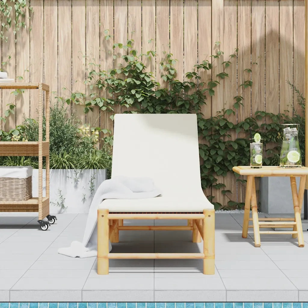 Lettino Prendisole | Sdraio da giardino | Lettino da sole con Cuscini 55x199x30 cm in Bamb¨´