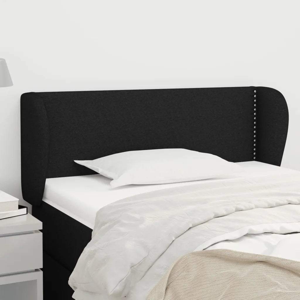 Testiera ad Orecchio-Testata con Orecchie Nera 103x23x78/88 cm in Tessuto 124435