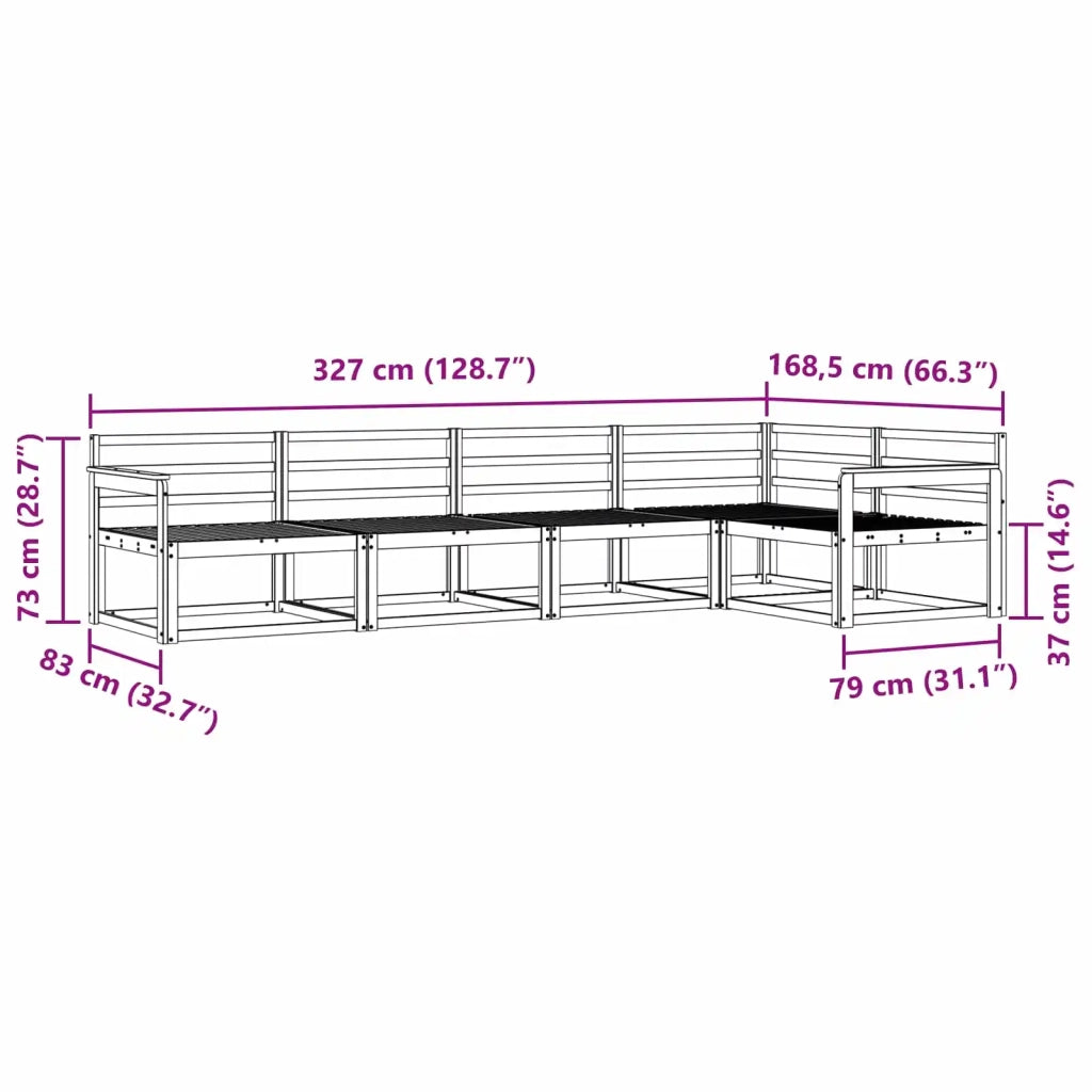 Set di divani da esterno 5 pcs Bianco 327 x 168,5 x 73 cm 3386433