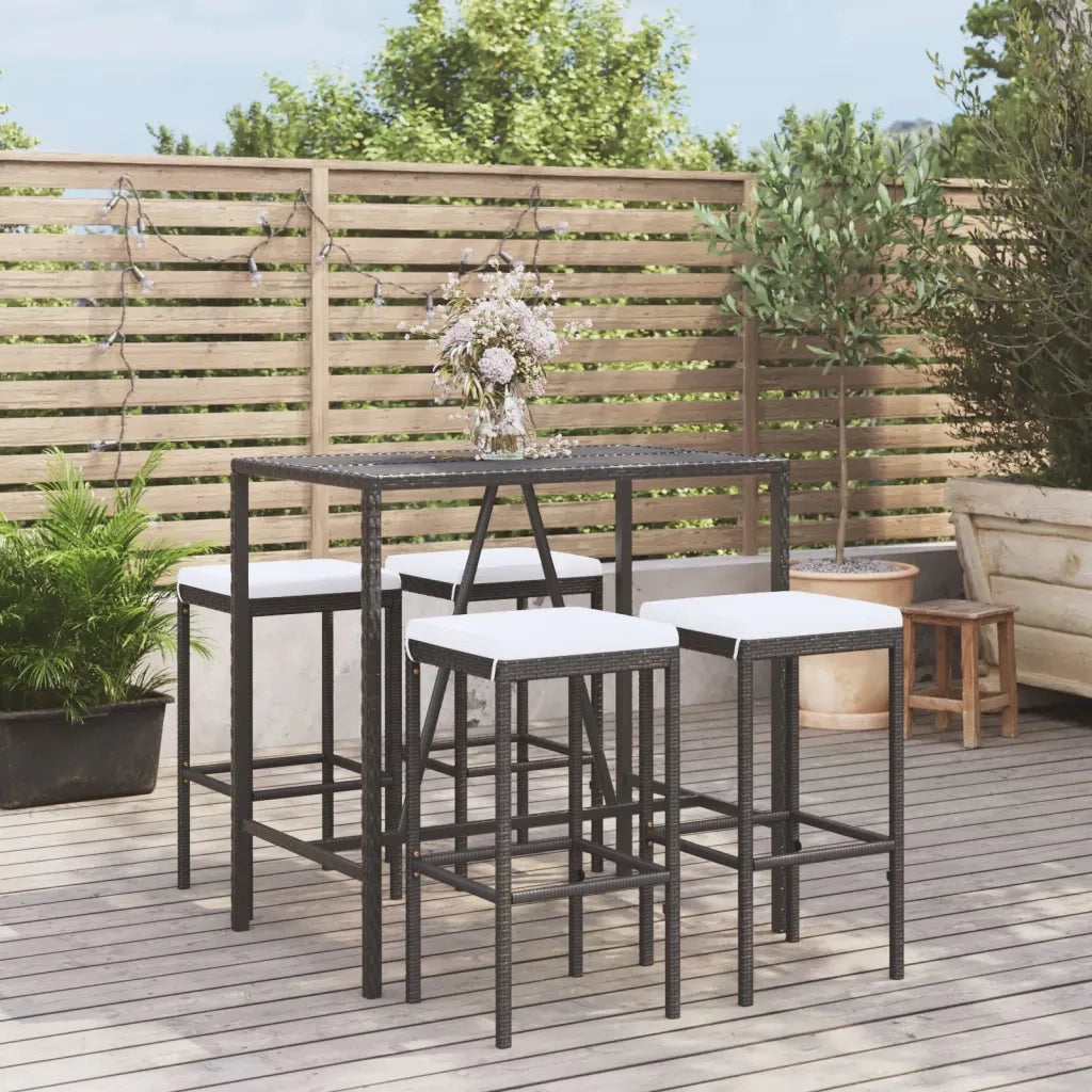 Set Bar da Giardino 5 pz con Cuscini in Polyrattan Nerocod mxl 100682