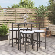 Set Bar da Giardino 5 pz con Cuscini in Polyrattan Nerocod mxl 100682