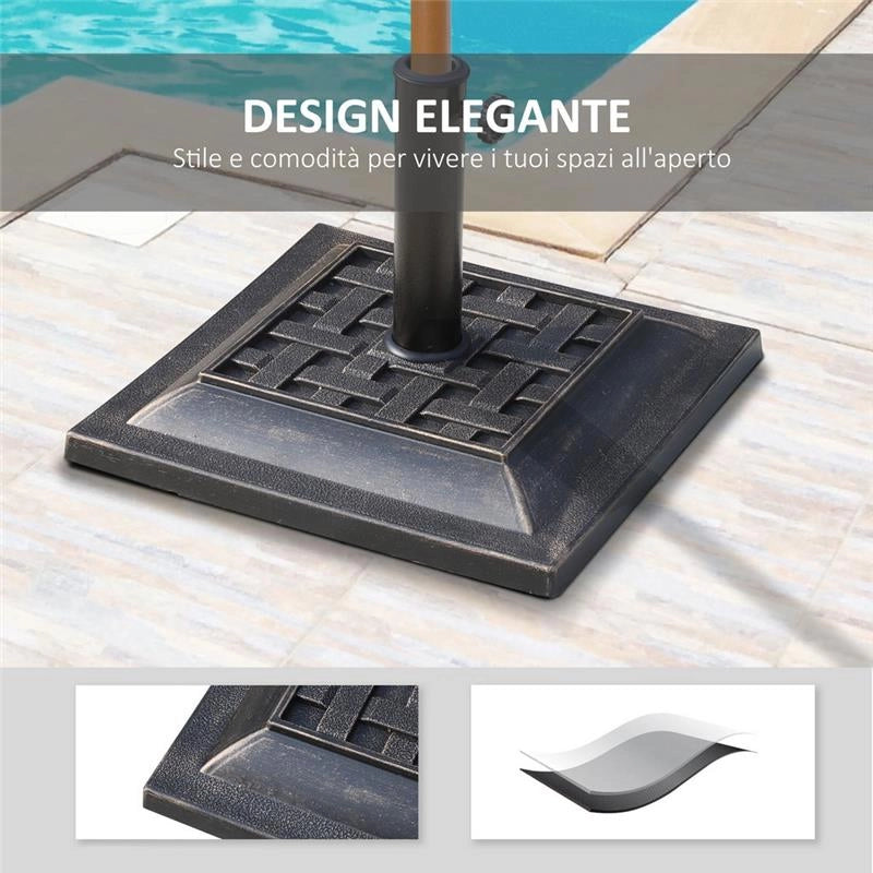 BASE PER OMBRELLONE DA GIARDINO IN RESINA E ACCIAIO VINTAGE 44X44X32CM NERO