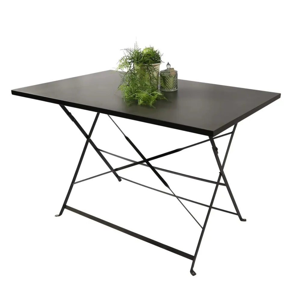 Tavolo da giardino rettangolare pieghevole – 110x70x70 cm – Metallo grigio – Pratico e resistente