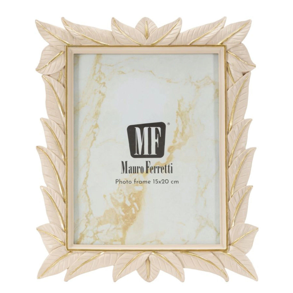 Cornice portafoto Leaffy in resina crema 15x20