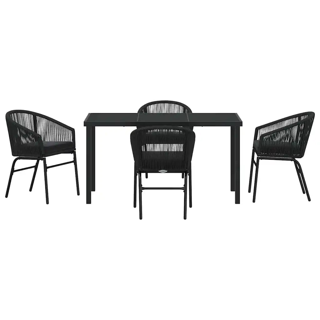 Set da Pranzo per Giardino 5 pcs Nero