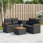 Set di divani 6 pz Nero Rattan sintetico e Acciaio 3447610
