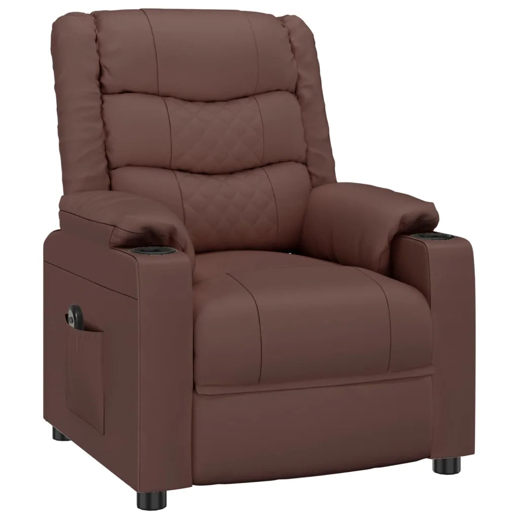 Poltrona Reclinabile Elettrica Marrone in Similpelle 3143451
