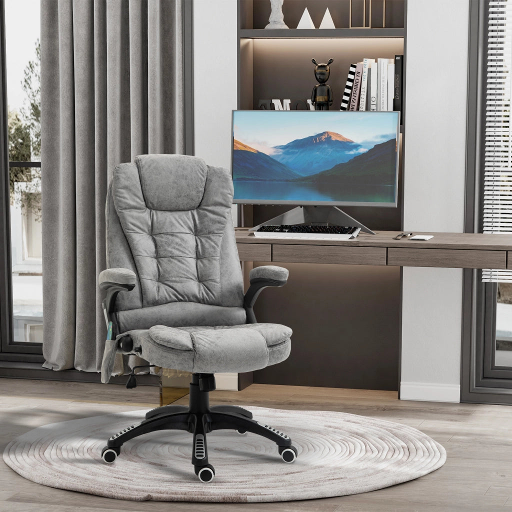 POLTRONA Ufficio massaggiante e riscaldante 68x72x110-120 cm Grigio Poliestere