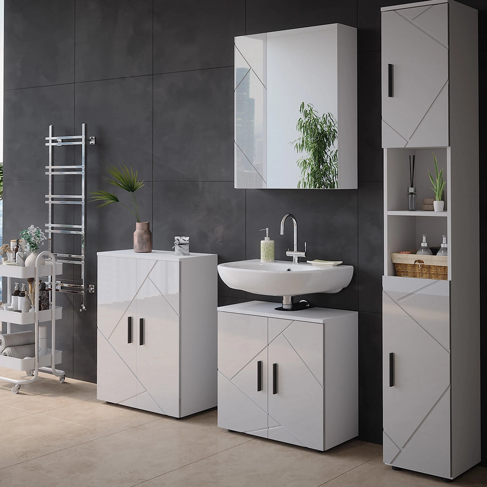 Vicco Mobile a specchio per il bagno Bianco lucido 60 x 75 cm