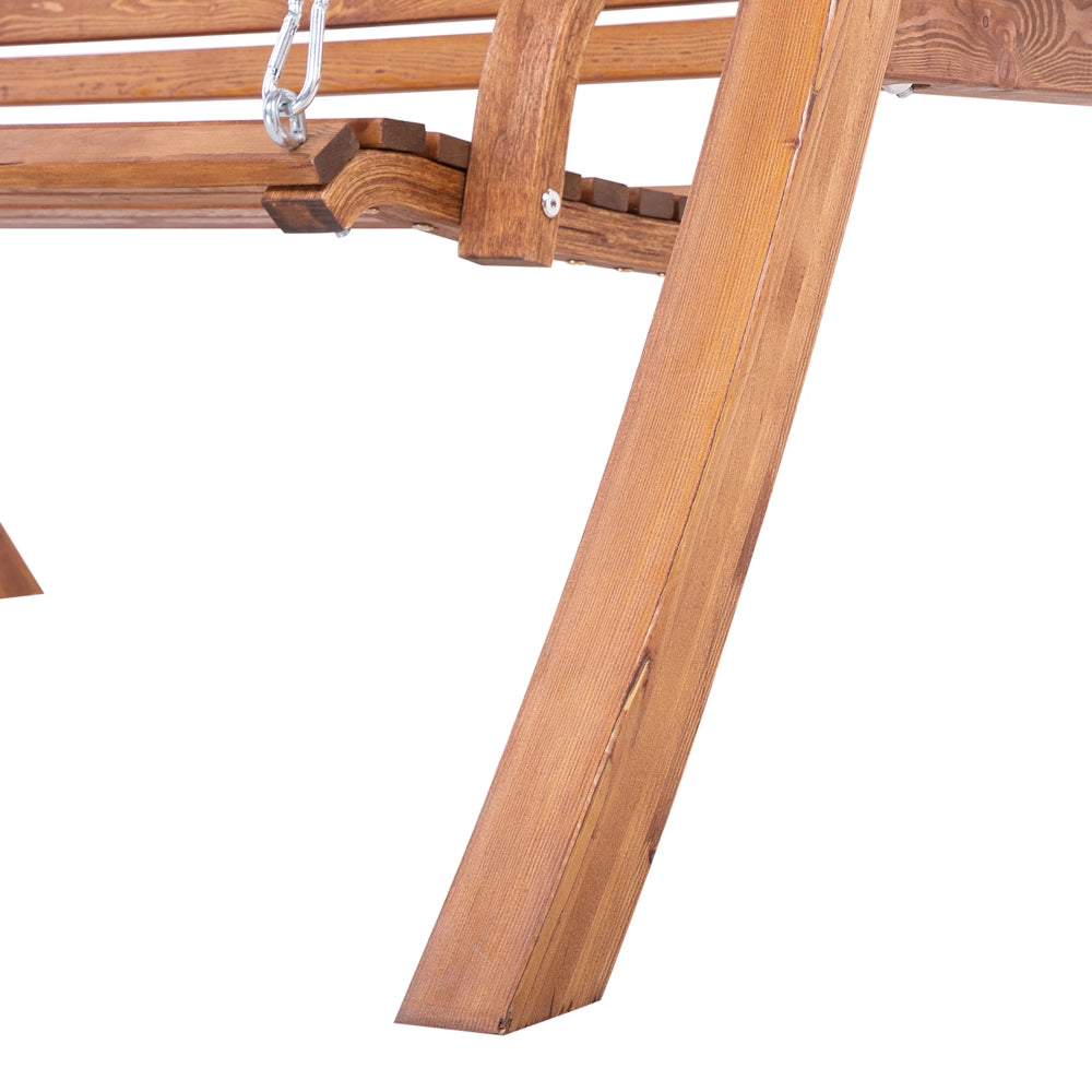 Dondolo da giardino con struttura in legno di larice in tessuto bianco da esterno a 2 posti con baldacchino autoportante
