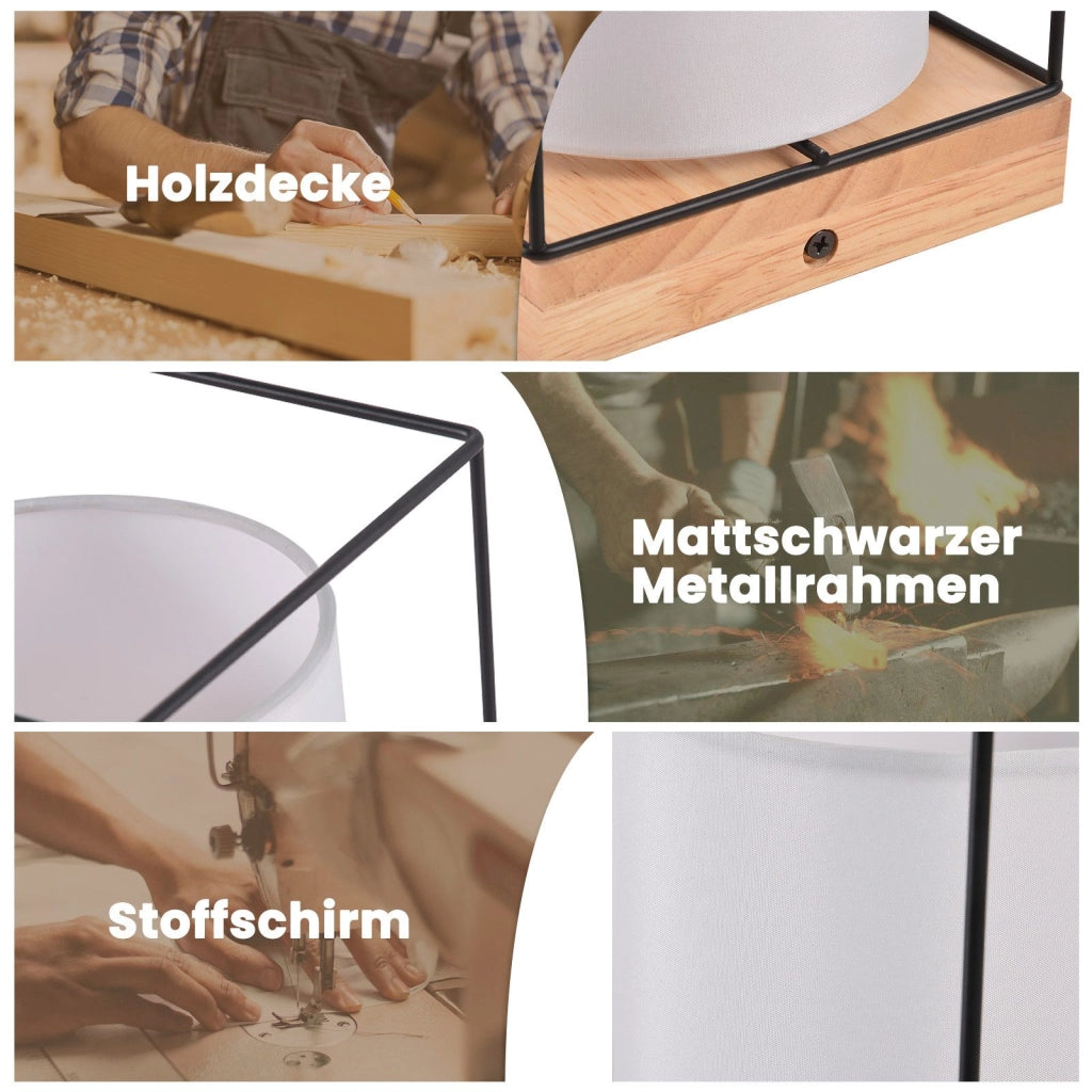 ZMH Lampada da soffitto vintage 2 fiamma E14 paralume tessuto industriale per soggiorno