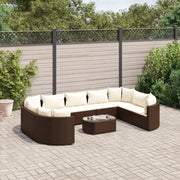 vidaXL Set Divani da Giardino 10pz con Cuscini in Polyrattan Marrone