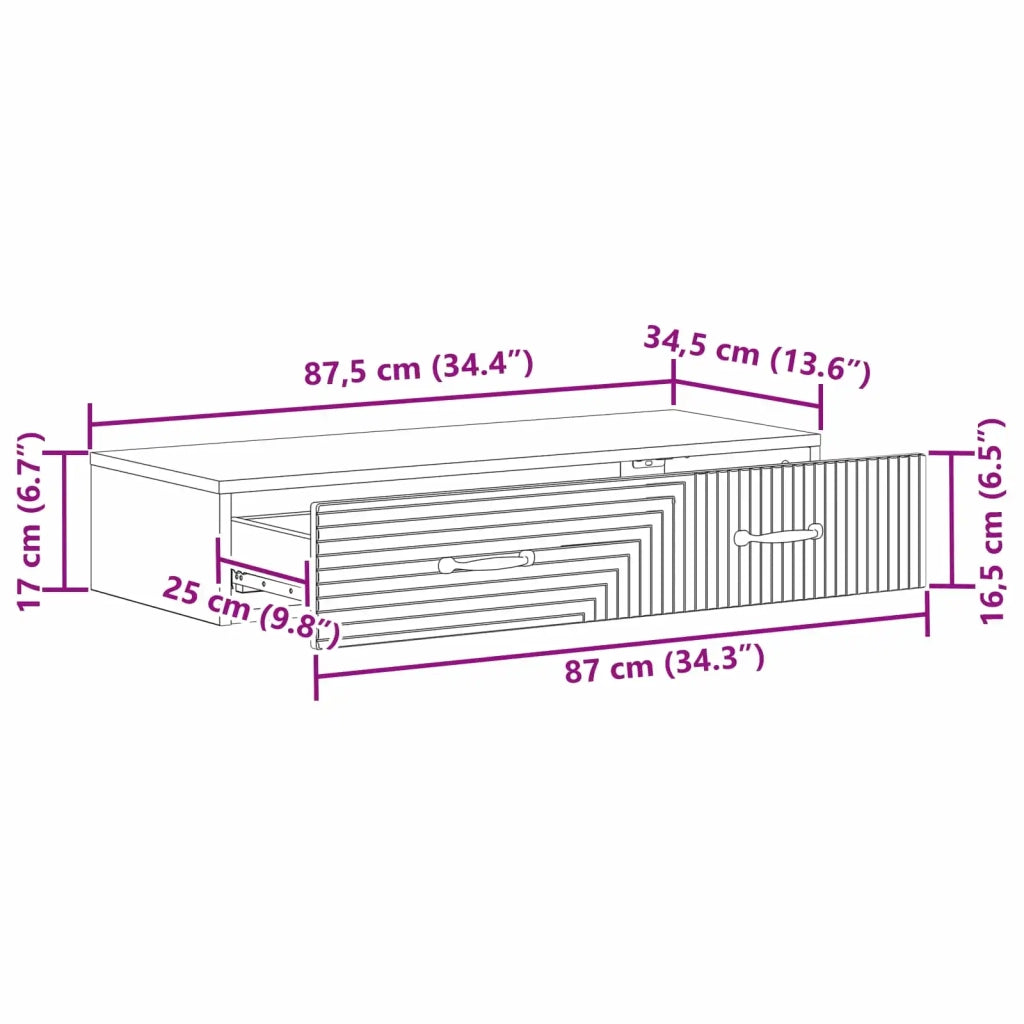Tavolino da Parete Laterale Bianco Lucido 87,5 x 34,5 x 17 cm 898669