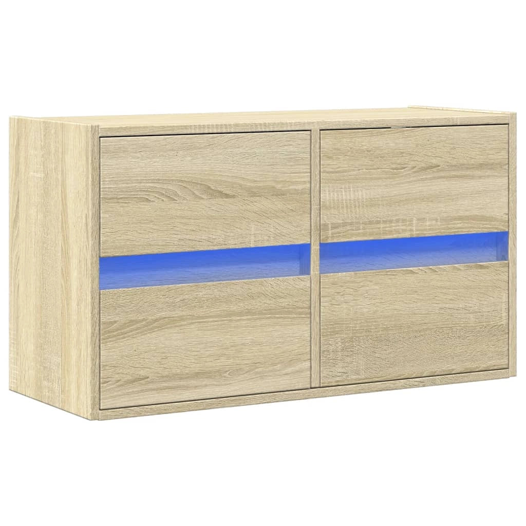 Mobile TV multimediale mensola TV credenza mobile TV sala da pranzo soggiorno camera da letto a parete con luci LED rovere Sonoma 80 x 31 x 45 cm marrone 02_0028027