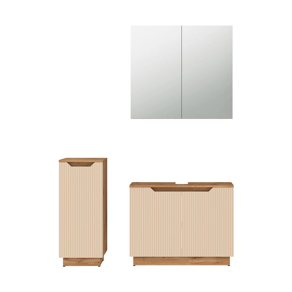 Vicco Set di mobili da bagno Rovere/cashmere a righe 3 parti