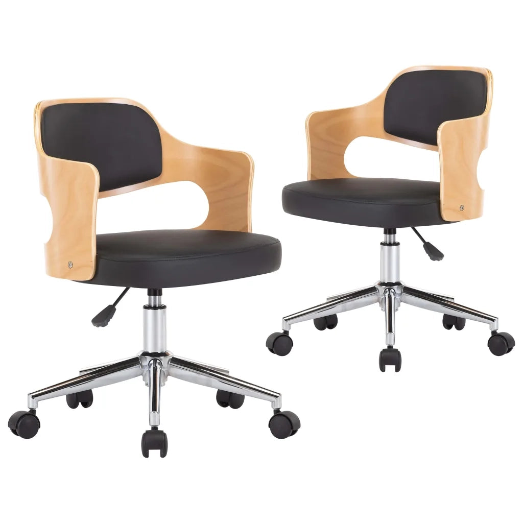 Sedie da Pranzo Girevoli 2 pz Nere in Legno Curvo e Similpelle cod mxl 29348