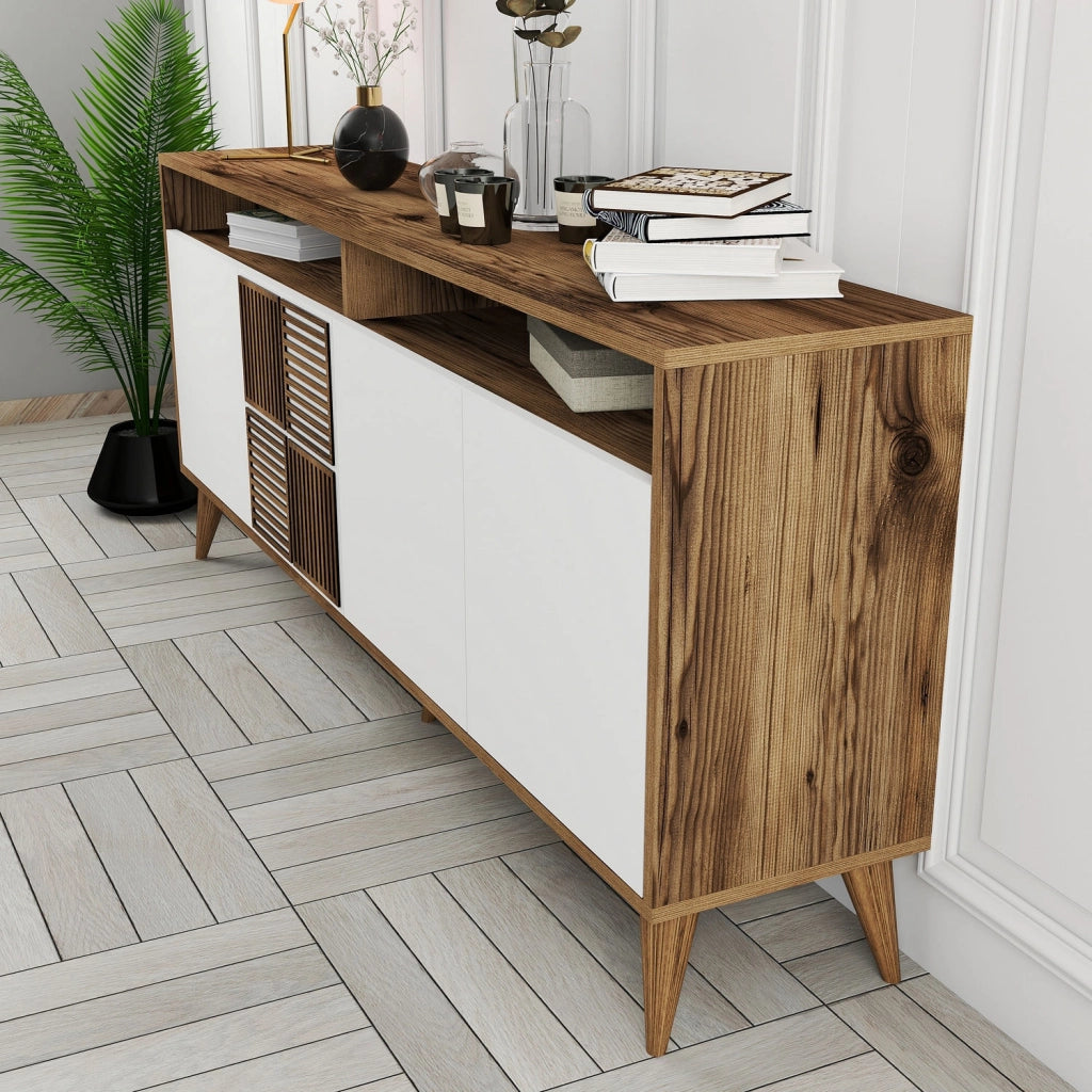 Credenza in legno "Milano" - 180 x 35 x 78 cm - Bianco