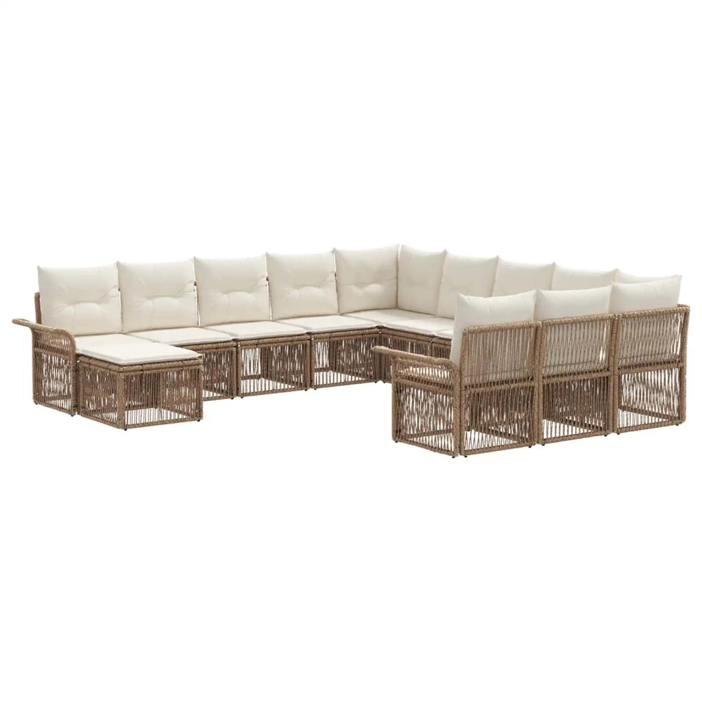 Set Divano da Giardino 12 pcs Beige e Bianco Crema polyrattan 3435036