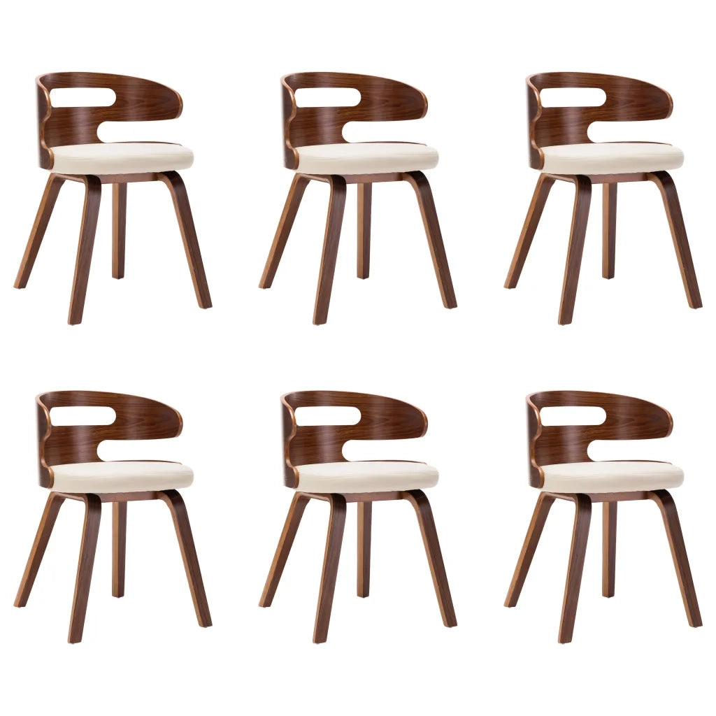 Sedie da Pranzo 6 pz Crema in Legno Piegato e Similpelle 278849