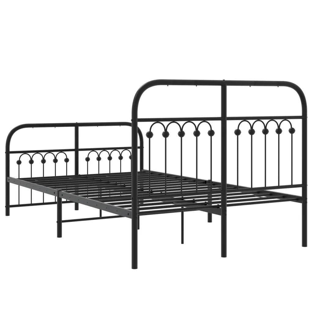 Letto matrimoniale | Letto per adulti | Giroletto con Testiera e Pediera Metallo Nero 120x190 cm