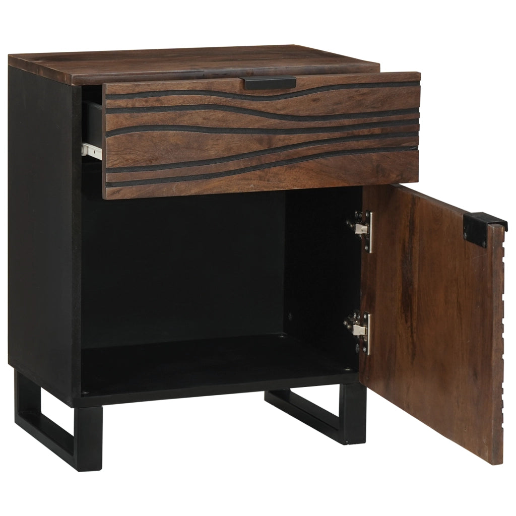 Comodino 50x33x60 cm Legno Massello Noce