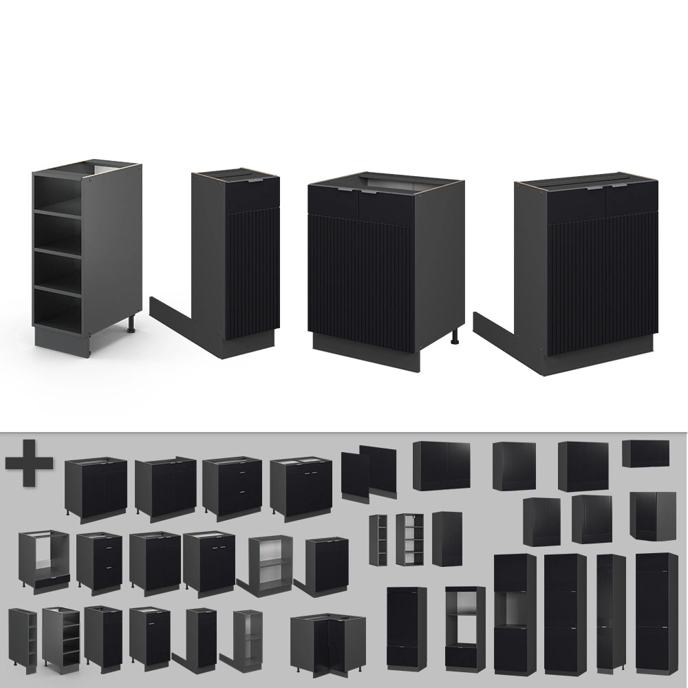 Isola cucina Fame-Line Nero rigato/Antracite 90 cm senza piano di lavoro Vicco