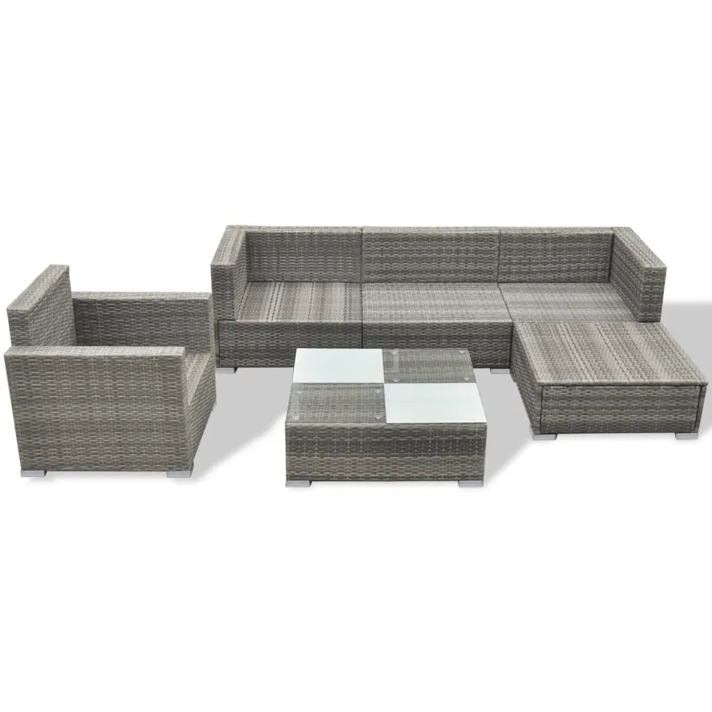 Set Divani da Giardino 6 pz con Cuscini in Polyrattan Grigio cod mxl 35339