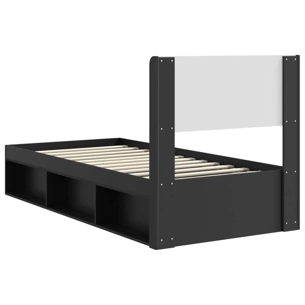 Struttura del letto con stoccaggio e testata Nero 90 x 200 cm 3414252