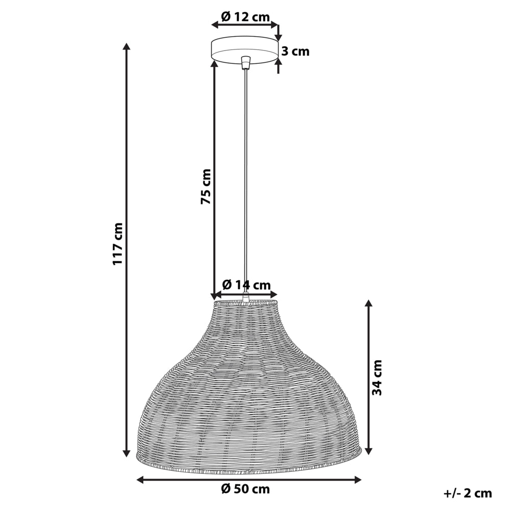 Lampada a Sospensione a Soffitto Rattan Vimini Campana Paralume Boho Rustico