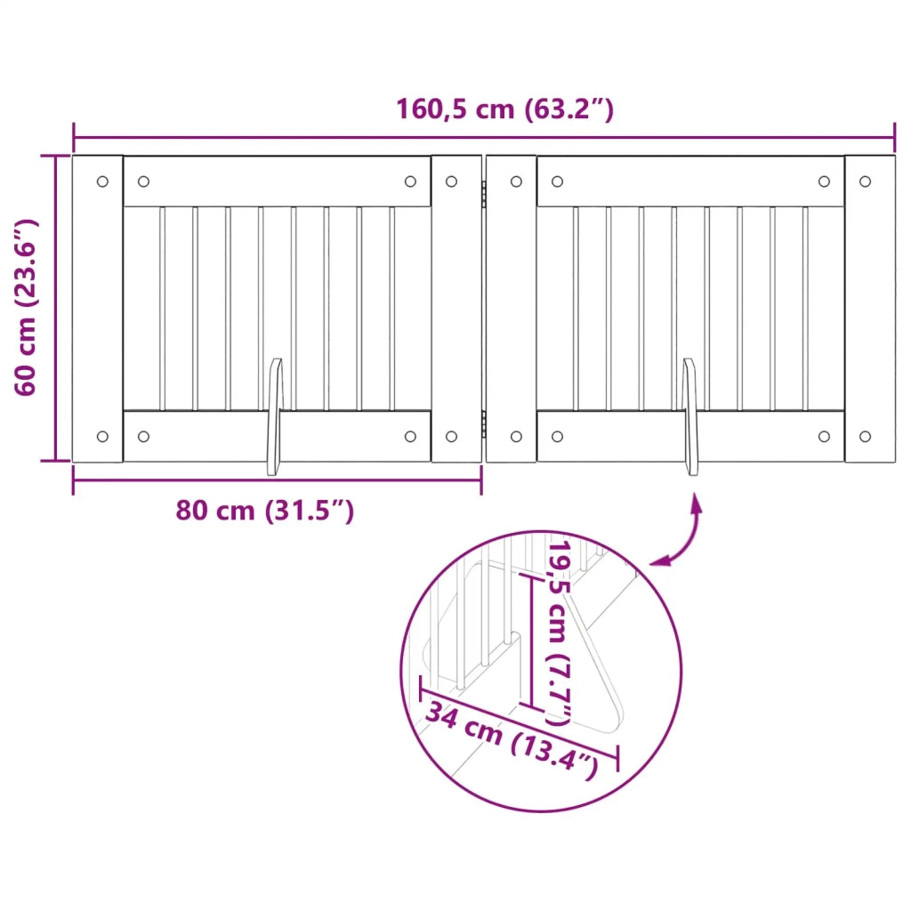 Cancello per cani con supporti 2 pz Grigio Sonoma 80 x 60 cm CFW1103192