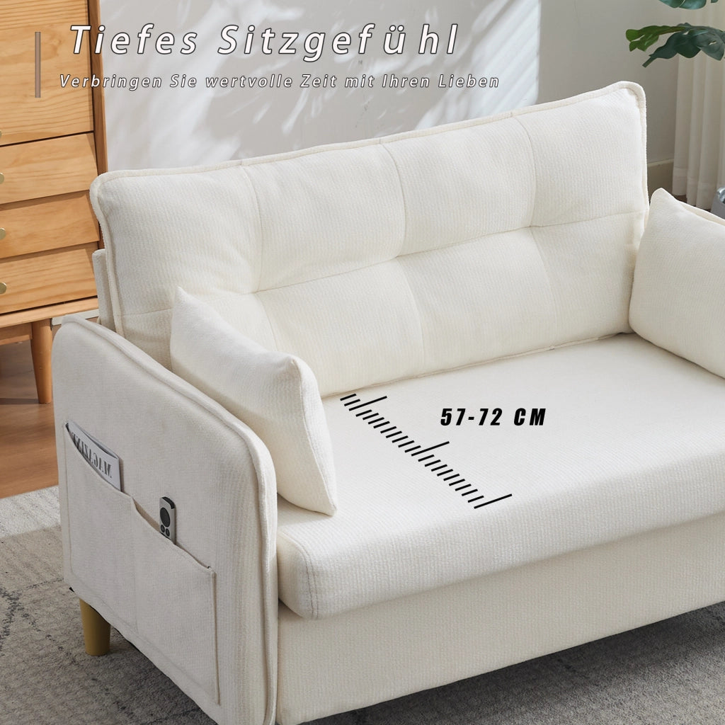 DIVANO 2 posti 127 cm Chenille Beige struttura in legno
