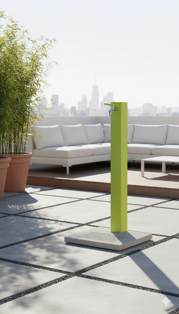 Fontana da Giardino con Rubinetto e Base in Cemento Belfer 42/QBM Verde Acido