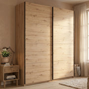 Armadio Camera da Letto Cariano, Guardaroba Grande Appendiabiti, 195x217.5h cm Marrone Rovere Nodi