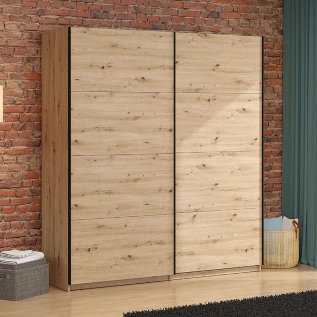 Armadio Camera da Letto Cariano, Guardaroba Grande Appendiabiti, 195x217.5h cm Marrone Rovere Nodi