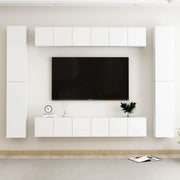 Set Mobili Porta TV 10 pz Bianco in Legno Multistrato 3078665