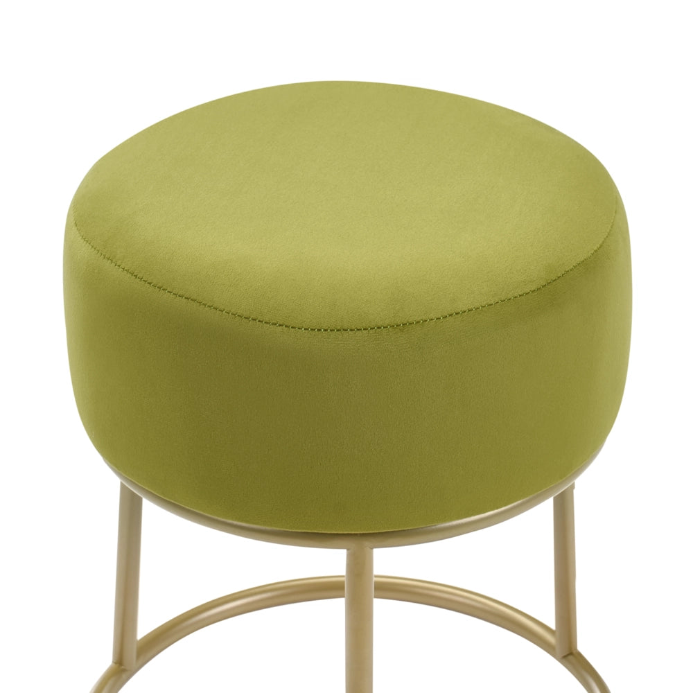 Poggiapiedi in velluto verde lime con base in metallo dorato Glam Moderno