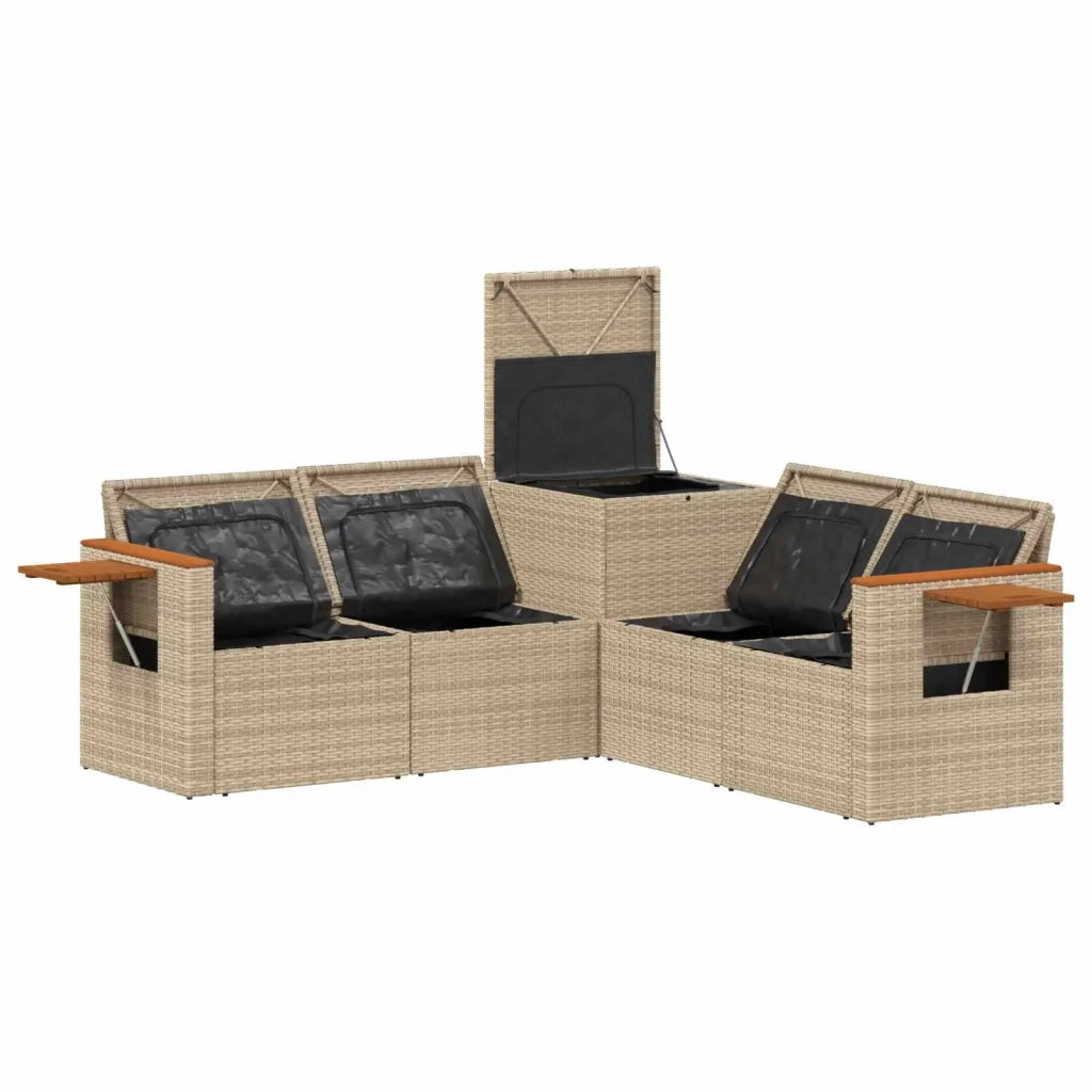 Set di divani 5 pz Beige e Grigio Chiaro 3447955