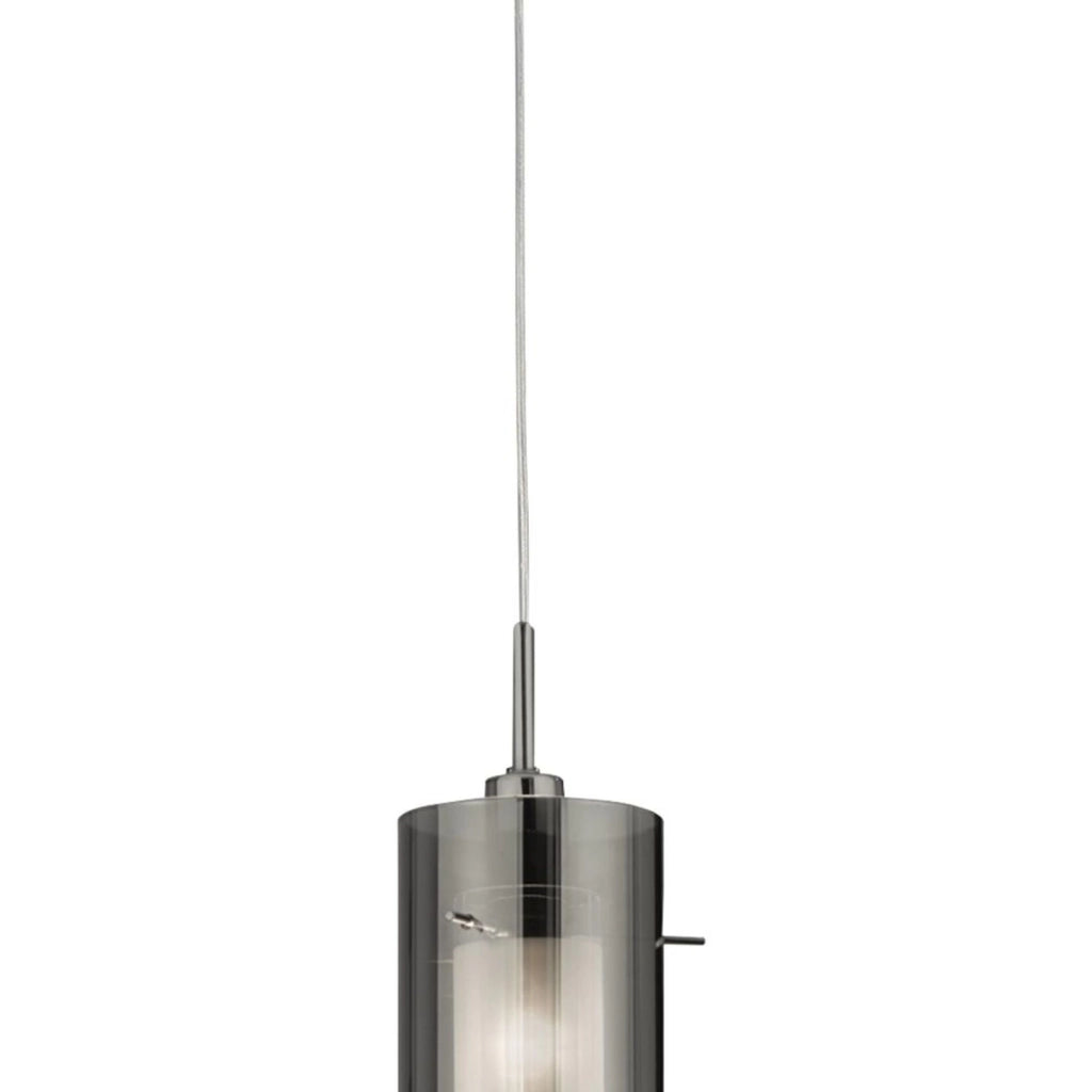 Lampadario Contemporaneo Duo 2 Acciaio Cromo Vetro 3 Luci E14