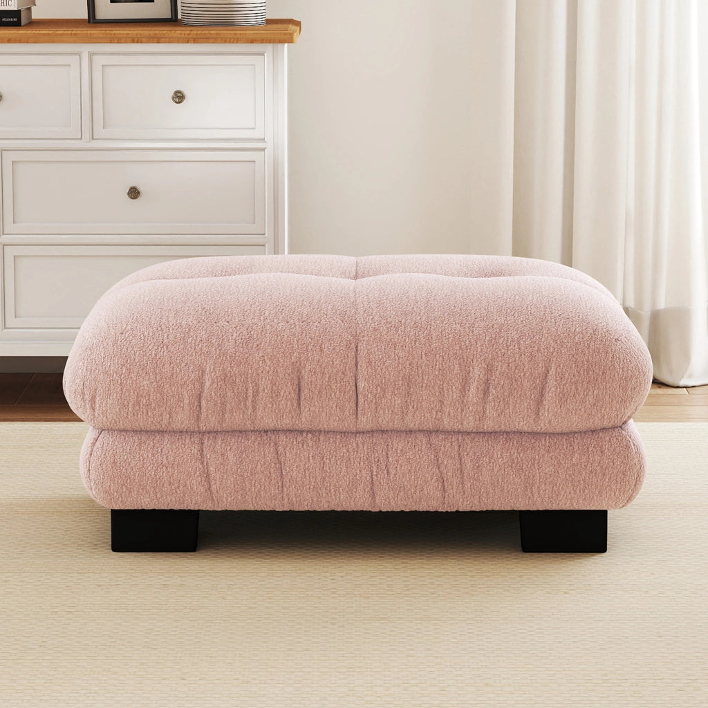 DIVANO modulare in chenille rosa con ottomani mobili
