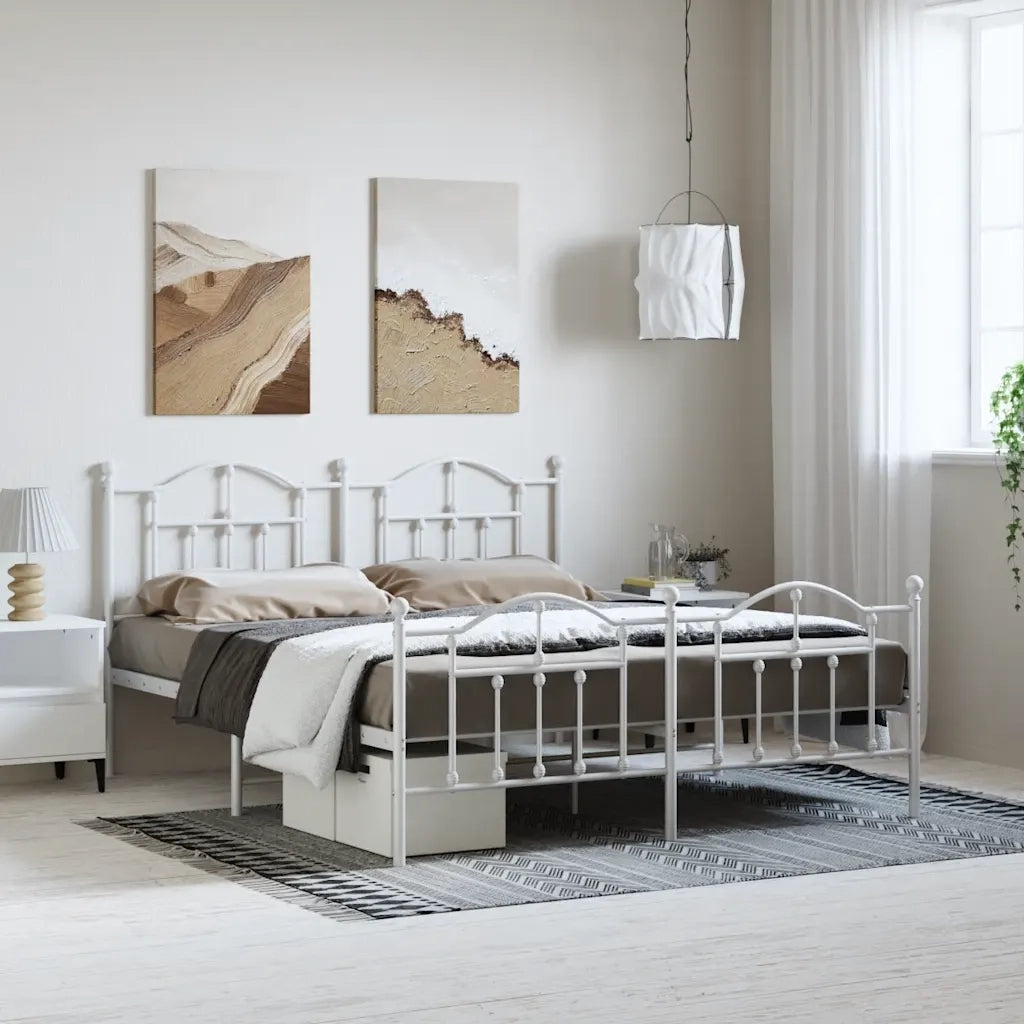 Giroletto con Testiera e Pediera-Struttura Letto Metallo Bianco 183x213 cm 345870