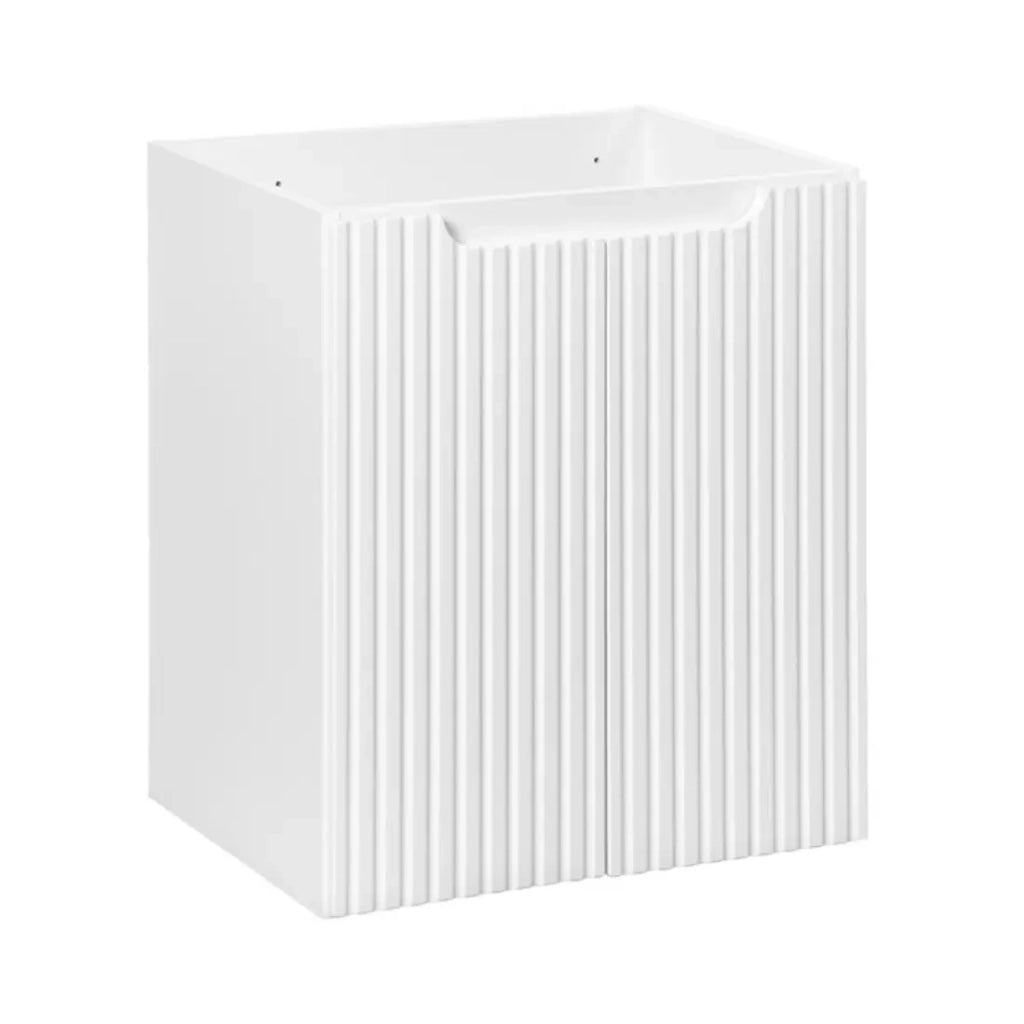 Set da bagno VANO bianco 50cm: mobiletto sottolavabo con armadietti + piano per lavabo bianco + lavabo da appoggio rettangolare