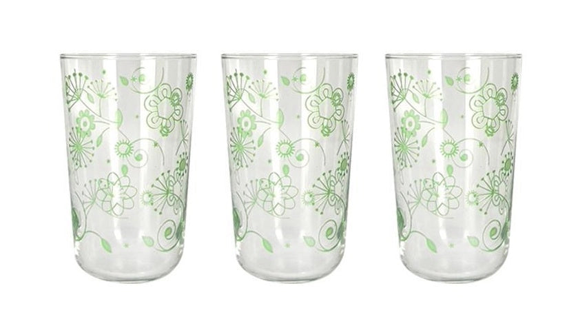 Set 3 Bicchieri da Tavola Vino Acqua Velo Flower Verde 400 cc Cerve
