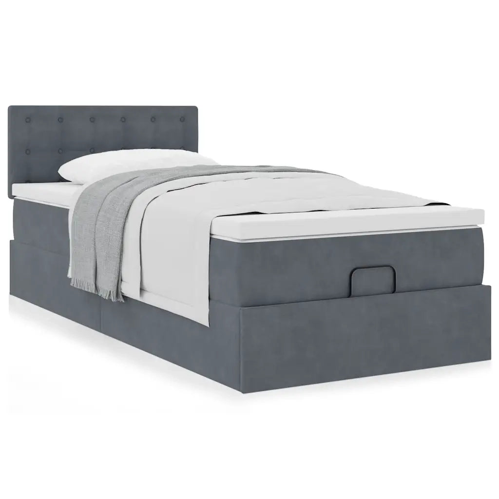 Struttura Letto Pouf con Materasso 90x200 cm in Velluto 3311892