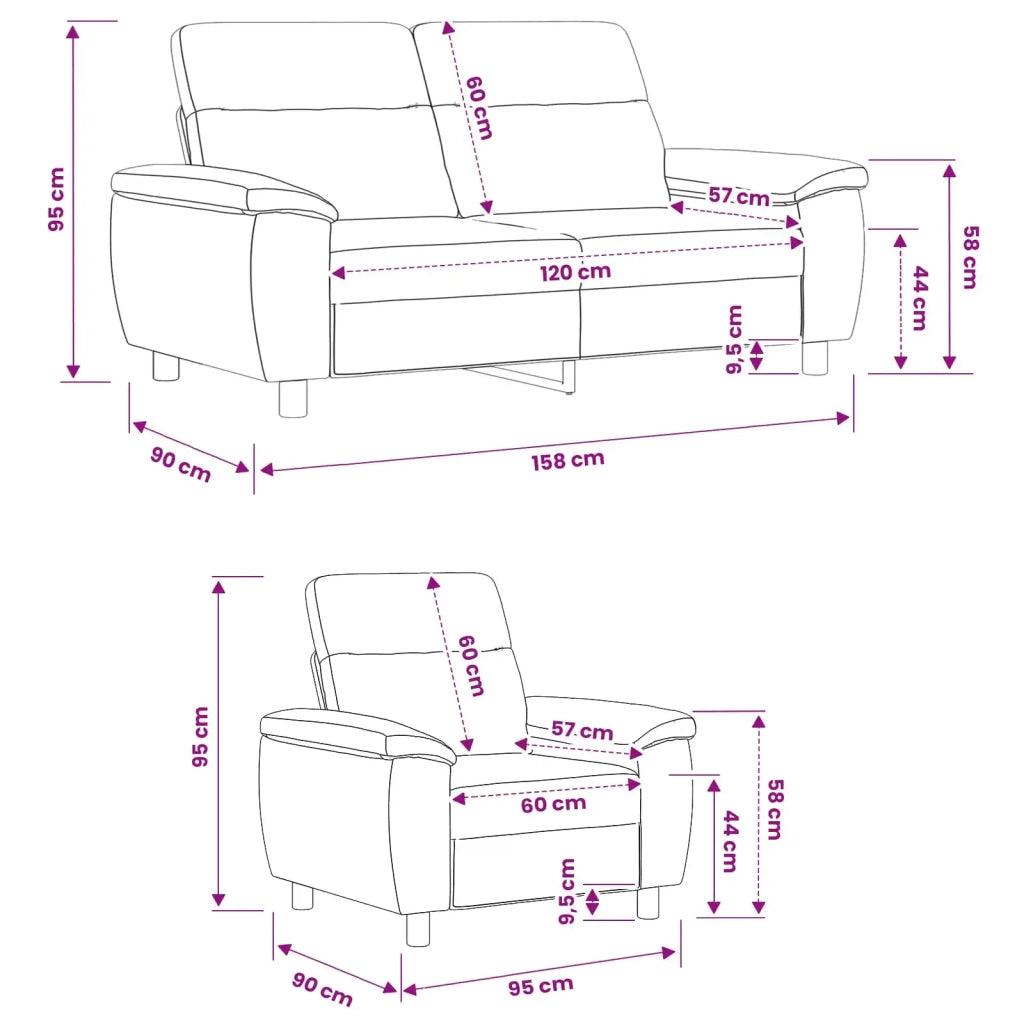 Set di divani 2 pcs Marrone Tessuto 3430588