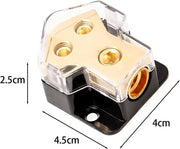 2 pezzi Blocco di distribuzione di corrente in rame per auto audio splitter 0/2/4 Gauge in 4/8 Gauge out 2 vie