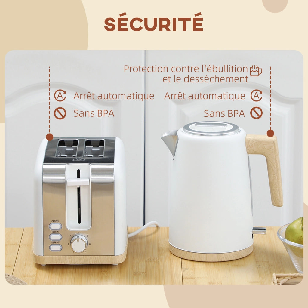 Bollitore e Tostapane ¨C Zephmum ¨C 1.7L 2200W Bianco