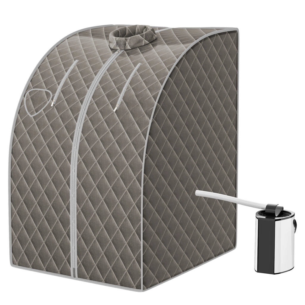 Sauna a vapore portatile timer e temperatura regolabili, Sauna pieghevole 3L con telecomando Grigio
