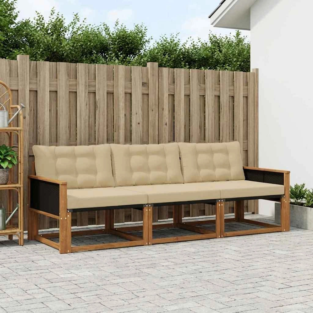 Set di divani da esterno 3 pz Naturale e Beige 3381209