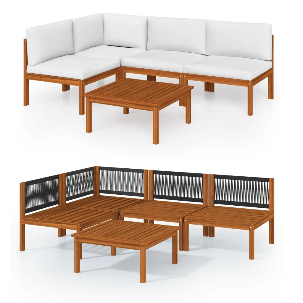 Set da giardino 5 pezzi con cuscini crema 63x63 cm 3057902